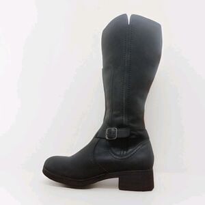 Clarks 34933 Distressed Black Leather Knee High Riding Boots Women's Size 9.5 M